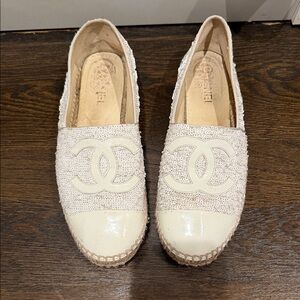 CHANEL Beige and Cream Espadrilles